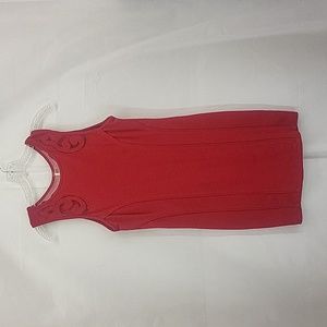FREE PEOPLE Red Mesh Bodycon Cotton Viscose Mini Dress